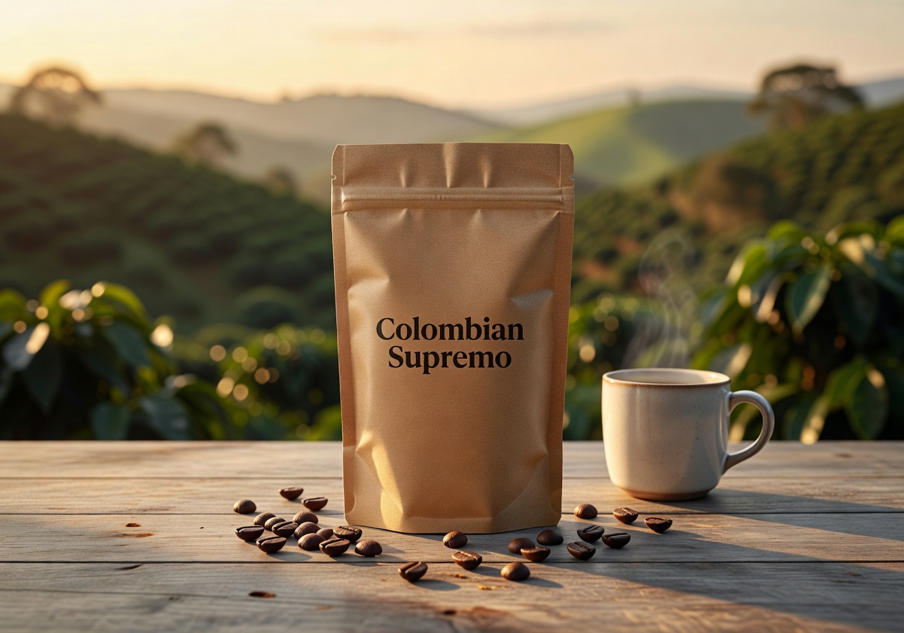 Colombian Supremo coffee packaging