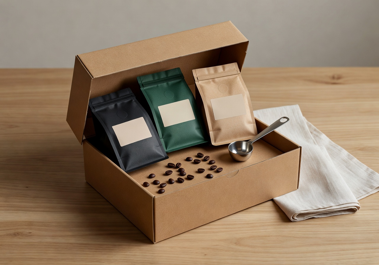 Monthly coffee subscription box mockup